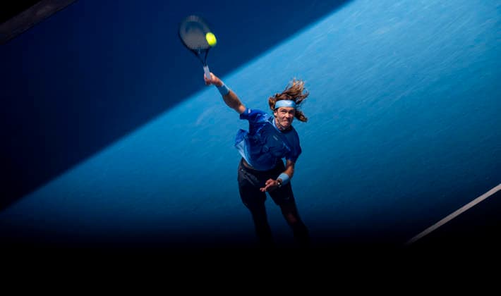 (260121) -- MELBOURNE, Jan. 21, 2026 -- Andrey Rublev of Russia serves during the men s singles 2nd round match against Jaime Faria of Portugal at the Australian Open tennis tournament in Melbourne, Australia, Jan. 21, 2026 (Photo by Xinhua) (SP)AUSTRALIA-MELBOURNE-TENNIS-AUSTRALIAN OPEN-MEN S SINGLES-DAY 4 HuxJingchen 