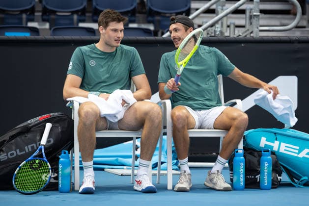 Jakob Schnaitter (umgedrehte Kappe), Mark Wallner, Herren Doppel, Men s Doubles, Australian Open 2026, Melbourne Park, Melbourne, Victoria, Australia. Copyright: xJuergenxHasenkopfx