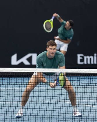 Jakob Schnaitter (umgedrehte Kappe), Mark Wallner, Herren Doppel, Men s Doubles, Australian Open 2026, Melbourne Park, Melbourne, Victoria, Australia. Copyright: xJuergenxHasenkopfx