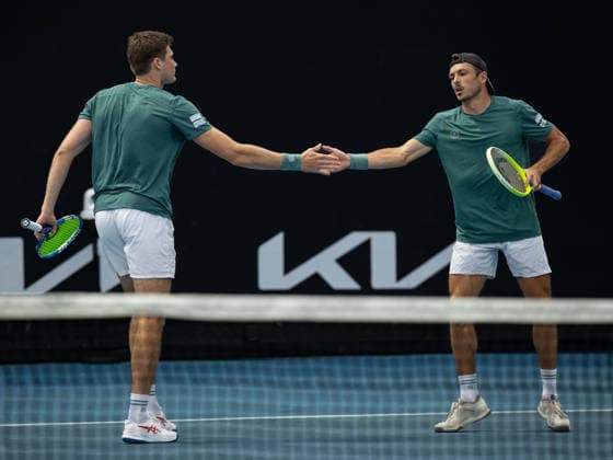Jakob Schnaitter (umgedrehte Kappe), Mark Wallner, Herren Doppel, Men s Doubles, Australian Open 2026, Melbourne Park, Melbourne, Victoria, Australia. Copyright: xJuergenxHasenkopfx