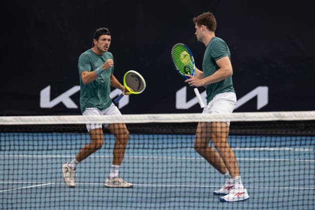 Jakob Schnaitter (umgedrehte Kappe), Mark Wallner, Herren Doppel, Men s Doubles, Australian Open 2026, Melbourne Park, Melbourne, Victoria, Australia. Copyright: xJuergenxHasenkopfx