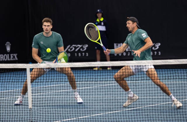 Jakob Schnaitter (umgedrehte Kappe), Mark Wallner, Herren Doppel, Men s Doubles, Australian Open 2026, Melbourne Park, Melbourne, Victoria, Australia. Copyright: xJuergenxHasenkopfx