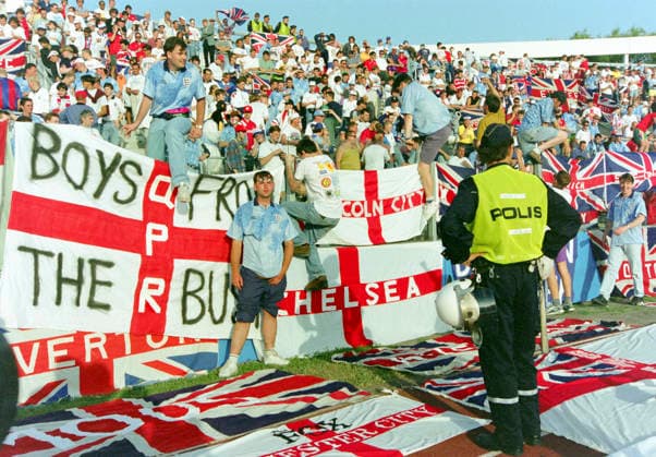 910611 Fotboll, EM, Damark - England: *** 910611 Football, European Championship, Damark England  Copyright: BILDBYRAN BB910611BB007