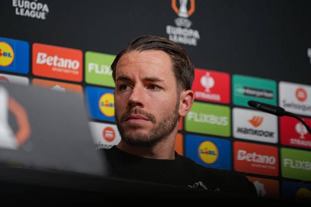 Fussball, Bundesliga, Herren, Freiburg - Europa-Park-Stadion, Europa Park Stadion,: Presse Konferenz, Europa League Spiel, Maccabi Tel-aviv, Christian Guenter (SC Freiburg, 30) Freiburg Europa Park Stadion Baden-Württemberg Deutschland Copyright: xFINLEYxMÖRCHx
