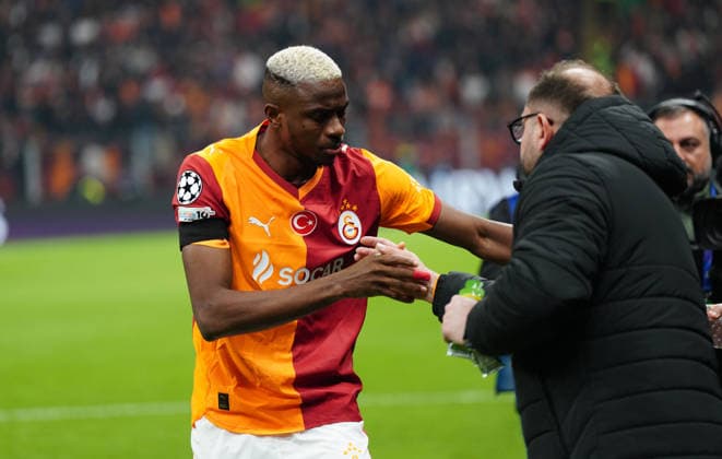 ISTANBUL, TURKEY - JANUARY 21: Victor Osimhen of Galatasaray SK during the UEFA Champions League 2025 26 League Phase MD7 match between Galatasaray A.S. and Atletico de Madrid at Ali Sami Yen Spor Kompleksi Rams Park Stadium on January 21, 2026 in Istanbul, Turkey. Istanbul Turkey Copyright: xSeskimphotox GSaray-AMadrid-210126 (7)
