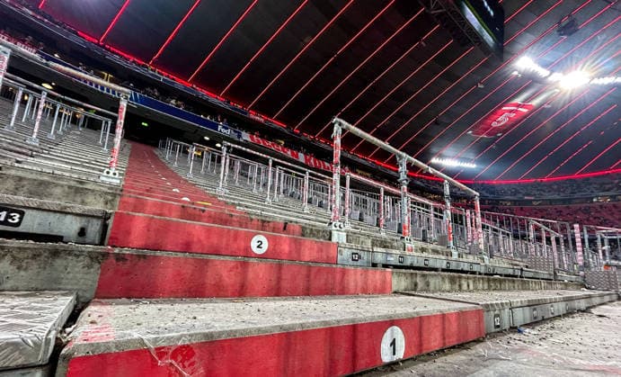 21.01.2026, xemx, Fussball UEFA Champions League, FC Bayern Muenchen - Union Saint-Gilloise v.l. Suedkurve ohne Fans (DFL DFB REGULATIONS PROHIBIT ANY USE OF PHOTOGRAPHS as IMAGE SEQUENCES and or QUASI-VIDEO) Muenchen