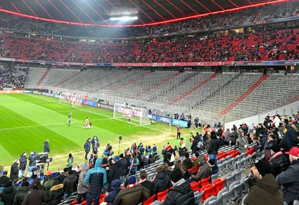 21.01.2026, Fussball UEFA Championsleague 2025 2026: Vorrunde 7.Spieltag, FC Bayern München - Union Saint-Gilloise, in der Allianz-Arena München. Die Südkurve bleibt heute leer wegen einer Strafe von der UEFA