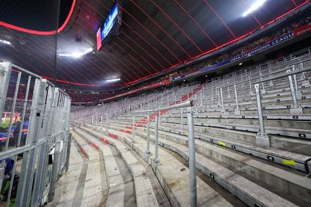 Die Suedkurve ohne Fans, Ultras wegen Sperre der UEFA, FC Bayern Muenchen vs. Royale Union Saint-Gilloise, Fussball, Champions League, 7. Spieltag, 21.01.2026 Muenchen Bayern Deutschland