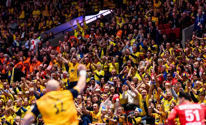 260121 Audience during the EHF European Handball Championship preliminary round match between Sweden and Croatia on January 21, 2026 in Malmö. Photo: Petter Arvidson BILDBYRAN kod PA PA1130 handball handboll handball handbolls-em 2026 sverige sweden croatia kroatien ehf european handball championship sverige bbeng grappa33 publik sverige sweden Copyright: PETTERxARVIDSON BB260121PA156