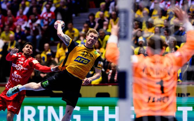 260121 Eric Johansson of Sweden during the EHF European Handball Championship preliminary round match between Sweden and Croatia on January 21, 2026 in Malmö. Photo: Petter Arvidson BILDBYRAN kod PA PA1130 handball handboll handball handbolls-em 2026 sverige sweden croatia kroatien ehf european handball championship sverige bbeng grappa33 sverige sweden Copyright: PETTERxARVIDSON BB260121PA158