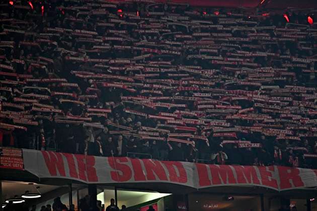 21.01.2026, Fussball UEFA Championsleague 2025 2026: Vorrunde 7.Spieltag, FC Bayern München - Union Saint-Gilloise, in der Allianz-Arena München. Wir sind immer hier - die Kurve das sind wir - Banner der Ultras. Die Ultras
