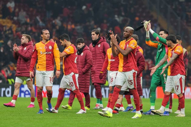 2026-01-21 Galatasaray SK v Atletico de Madrid - UEFA Champions League 2025 26 League Phase MD7 ISTANBUL, TURKEY - JANUARY 21: Victor Osimhen of Galatasaray SK, Ilkay Gundogan of Galatasaray SK, Leroy Sane of Galatasaray SK, Gabriel Sara of Galatasaray SK during the UEFA Champions League 2025 26 League Phase MD7 match between Galatasaray SK and Atletico de Madrid at Rams Park Stadium on January 21, 2026 in Istanbul, Turkey. (Photo by BSR Agency) Istanbul Turkey Content not available for redistribution in The Netherlands directly or indirectly through any third parties. Copyright: xBSRxAgencyx