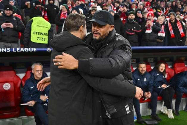 Bayern Munchen v Royale Union Saint-Gilloise - UEFA Champions League MUNICH, GERMANY - JANUARY 21 : Kompany Vincent coach of Bayern Munchen and Hubert David head coach of Union Saint-Gilloise during the UEFA Champions League 2025 26 League Phase MD7 match between FC Bayern Munchen and Royale Union Saint-Gilloise on January 21, 2026 in Munich, Germany, 21 01 2026 Munich Germany  Copyright: xVincentxKalutx