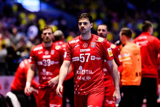 260121 Filip Glavas of Croatia looks dejected during the EHF European Handball Championship preliminary round match between Sweden and Croatia on January 21, 2026 in Malmö. Photo: Petter Arvidson BILDBYRAN kod PA PA1130 handball handboll handball handbolls-em 2026 sverige sweden croatia kroatien ehf european handball championship sverige bbeng grappa33 depp sverige sweden Copyright: PETTERxARVIDSON BB260121PA173