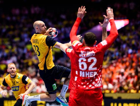 260121 Lukas Sandell of Sweden during the EHF European Handball Championship preliminary round match between Sweden and Croatia on January 21, 2026 in Malmö. Photo: Petter Arvidson BILDBYRAN kod PA PA1130 handball handboll handball handbolls-em 2026 sverige sweden croatia kroatien ehf european handball championship sverige bbeng grappa33 sverige sweden Copyright: PETTERxARVIDSON BB260121PA186