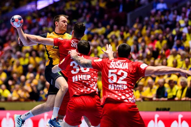 260121 Felix Claar of Sweden during the EHF European Handball Championship preliminary round match between Sweden and Croatia on January 21, 2026 in Malmö. Photo: Petter Arvidson BILDBYRAN kod PA PA1130 handball handboll handball handbolls-em 2026 sverige sweden croatia kroatien ehf european handball championship sverige bbeng grappa33 sverige sweden Copyright: PETTERxARVIDSON BB260121PA194