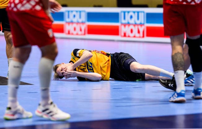 260121 Eric Johansson of Sweden during the EHF European Handball Championship preliminary round match between Sweden and Croatia on January 21, 2026 in Malmö. Photo: Petter Arvidson BILDBYRAN kod PA PA1130 handball handboll handball handbolls-em 2026 sverige sweden croatia kroatien ehf european handball championship sverige bbeng grappa33 sverige sweden Copyright: PETTERxARVIDSON BB260121PA196
