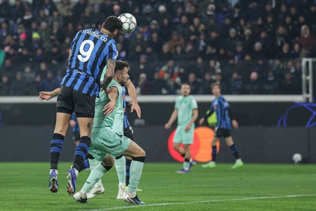 Atalanta™s Gianluca Scamacca scores during the Uefa Champions League 25 26 soccer match between Atalanta B.C.and Athletic Club Bilbao at the New Balance Arena in Bergamo, Italy - Wednesday, January 21, 2026. - Soccer .  Copyright: xStefanoxNicoli LaPressex