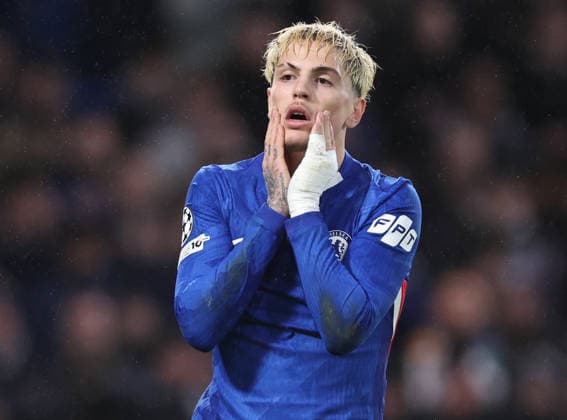 London, England, 21st January 2026. Alejandro Garnacho of Chelsea reacts after a missed chance during the Chelsea vs Pafos FC UEFA Champions League match at Stamford Bridge, London. Picture credit should read: David Klein Sportimage EDITORIAL USE ONLY. No use with unauthorised audio, video, data, fixture lists, club league logos or live services. Online in-match use limited to 120 images, no video emulation. No use in betting, games or single club league player publications. SPI_022_DK_CHELSEA_PAFOS SPI-4466-0022