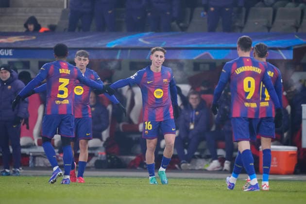 SK Slavia Praha v FC Barcelona, Barca - UEFA Champions League 2025 26 League Phase MD7 Fermin Lopez central midfield of Barcelona and Spain celebrates after scoring his sides second goal during the UEFA Champions League 2025 26 League Phase MD7 match between SK Slavia Praha and FC Barcelona at Eden Arena on January 21, 2026 in Prague, Czech Republic. Prague Czech Republic  Copyright: xJosexBretonx originalFilename:bretonhernandez-skslavia260121_np9d2.jpg