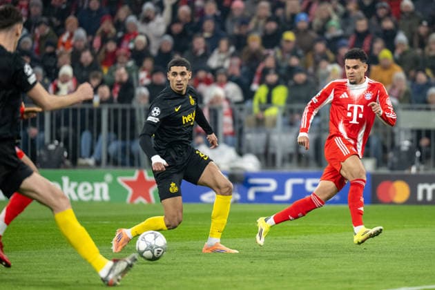 Anan Khalaili 25 (Royale Union Saint Gilloise), Luis Diaz 14 (FC Bayern Muenchen) , FC Bayern Muenchen vs. Royale Union Saint Gilloise, Fussball, UEFA Champions League, 7. Spieltag, 21.01.2026 DFB regulations prohibit any use of photographs as image sequences and or quasi-video Muenchen Bayern Deutschland