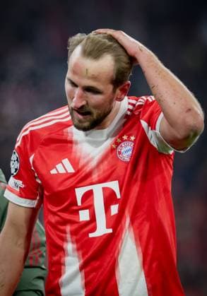 Bayern s Harry Kane looks dejected during a soccer game between German FC Bayern Munich and Belgian Royale Union Saint-Gilloise, on Wednesday 21 January 2026 in Munich, on the seventh day of the League phase of the UEFA Champions League tournament. VIRGINIExLEFOUR  x157565383x