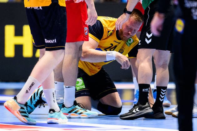 260121 Jim Gottfridsson of Sweden during the EHF European Handball Championship preliminary round match between Sweden and Croatia on January 21, 2026 in Malmö. Photo: Petter Arvidson BILDBYRAN kod PA PA1130 handball handboll handball handbolls-em 2026 sverige sweden croatia kroatien ehf european handball championship sverige bbeng grappa33 sverige sweden Copyright: PETTERxARVIDSON BB260121PA221
