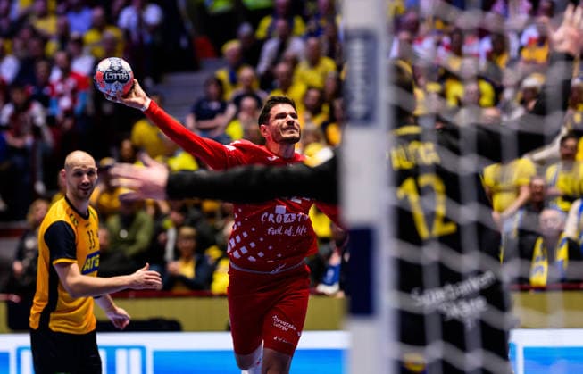 260121 Marin Jelinic of Croatia during the EHF European Handball Championship preliminary round match between Sweden and Croatia on January 21, 2026 in Malmö. Photo: Petter Arvidson BILDBYRAN kod PA PA1130 handball handboll handball handbolls-em 2026 sverige sweden croatia kroatien ehf european handball championship sverige bbeng grappa33 sverige sweden Copyright: PETTERxARVIDSON BB260121PA222