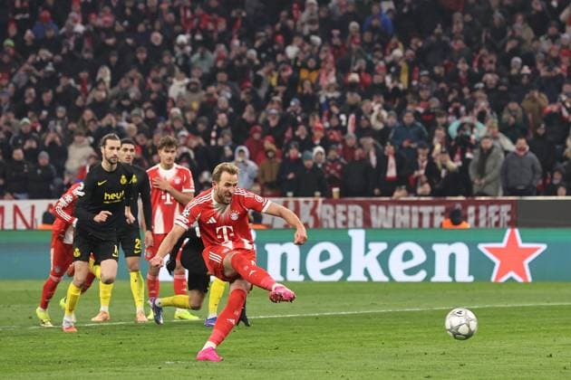 MUNICH - Harry Kane of FC Bayern Munich scores 2-0 during the Champions League match between FC Bayern Munich and Royale Union Saint-Gilloise on January 21, 2026, at the Allianz Arena in Munich, Germany. BART STOUTJESDIJK ANP UEFA Champions League 2025 26 League Phase MD7 2025-2026 xVIxANPxSportx xBartxStoutjesdijkxIVx 548189597 originalFilename: 548189597.jpg