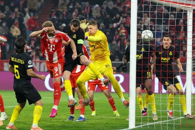Harry Kane 9 (FC Bayern Muenchen) trifft das Tor zum 1:0 per Kopfball, Kjell Scherpen 37 (Royale Union Saint Gilloise), FC Bayern Muenchen vs. Royale Union Saint-Gilloise, Fussball, Champions League, 7. Spieltag, 21.01.2026 Muenchen Bayern Deutschland