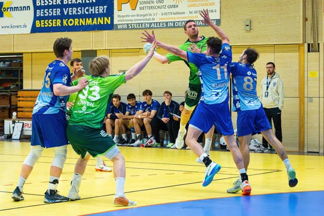 21.01.2026, xovx, Handball Testspiel Handball Bundesliga, HSG Wetzlar - TV Großwallstadt v.l. Axel Skaarnaes (TV Großwallstadt), Jona Schoch (HSG Wetzlar), Georg Löwen (HSG Wetzlar), Dominik Mappes (HSG Wetzlar), Ole Klimpke (TV Großwallstadt), Maxim Schalles (TV Großwallstadt) Wetzlar-Dutenhofen Sporthalle Dutenhofen Hessen Deutschland (DE)