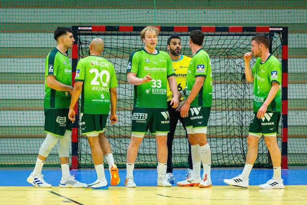 21.01.2026, xovx, Handball Testspiel Handball Bundesliga, HSG Wetzlar - TV Großwallstadt v.l. Filip Vistorop (HSG Wetzlar), Cyrill Akakpo (HSG Wetzlar), Georg Löwen (HSG Wetzlar), Karim Hendawy (HSG Wetzlar), Jona Schoch (HSG Wetzlar), Dominik Mappes (HSG Wetzlar) Wetzlar-Dutenhofen Sporthalle Dutenhofen Hessen Deutschland (DE)
