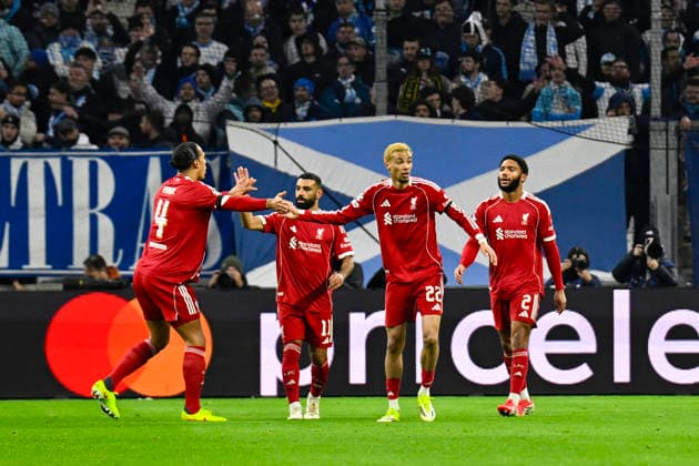 FOOTBALL : Olympique de Marseille VS Liverpool FC - UEFA Champions League - 21 01 2025 Joy LFC - Hugo EkitikÃ - UEFA Champions League match between Olympique de Marseille and Liverpool FC on January 21, 2026 at the Orange Velodrome Stadium in Marseille. MarseilleFrance  Copyright: xWilliamxCannarellax