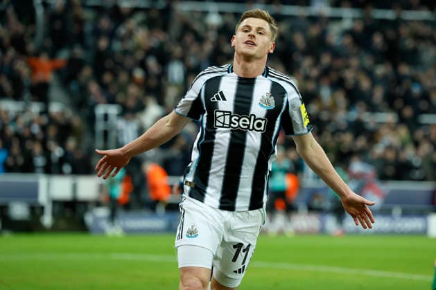 Newcastle United FC v PSV Eindhoven - UEFA Champions League 2025 26 League Phase MD7 Harvey Barnes of Newcastle United celebrates 3rd goal during the UEFA Champions League 2025 26 League Phase MD7 match between Newcastle United FC and PSV Eindhoven at St James Park on January 21, 2026 in Newcastle upon Tyne, England. WARNING! This Photograph May Only Be Used For Newspaper And Or Magazine Editorial Purposes. May Not Be Used For Publications Involving 1 player, 1 Club Or 1 Competition Without Written Authorisation From Football DataCo Ltd. For Any Queries, Please Contact Football DataCo Ltd on +44 (0) 207 864 9121 Newcastle upon Tyne St. James Park England United Kingdom Copyright: xAllstarxPicturexLibraryxLtdx
