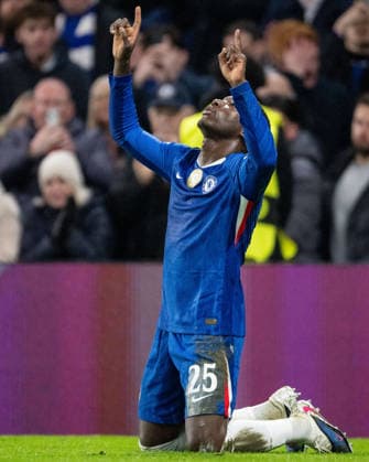 LONDON, ENGLAND - JANUARY 21: Moises Caicedo of Chelsea goal celebration during the UEFA Champions League 2025 26 League Phase MD7 match between Chelsea FC and Pafos FC at Stamford Bridge on January 21, 2026 in London, England. Photo Sebastian Frej Chelsea FC v Pafos FC - UEFA Champions League 2025 26 League Phase MD7 Copyright: xSebastianxFrejx
