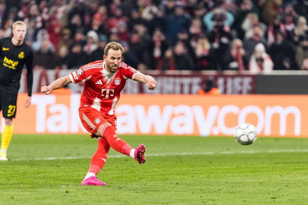 MUNICH, GERMANY - JANUARY 21: Harry Kane (FC Bayern Muenchen, 9) shoots the penalty but is stopped by Kjell Scherpen (Royale Union Saint-Gilloise, 37) during the UEFA Champions League match between FC Bayern Munich vs. Royale Union Saint-Gilloise at Allianz Arena on matchday 7 of the UEFA Champions League Season 2025 26 on January 21, 2025 in Munich, Germany. Bavaria Germany Copyright: xSteffiexWunderlx