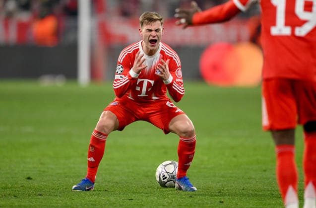 FUSSBALL CHAMPIONS LEAGUE SAISON 2025 2026 Vorrunde 7. Spieltag 21.01.2025 FC Bayern Muenchen - Union Saint-Gilloise Joshua Kimmich (FC Bayern Muenchen) schreit
