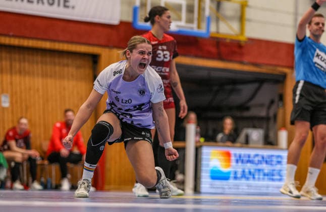 GER, Bensheim, HSG Bensheim Auerbach Flames vs Vfl Oldenburg, Alsco Handball Bundesliga Frauen, Handball, DHB, Spielzeit 2025 2026, Weststadthalle Bensheim, 14. Spieltag im Bild: Joanna Granicka (VfL Oldenburg Handball 21), Jubel, Emotionen, Tor DFB DFL REGULATIONS PROHIBIT ANY USE OF PHOTOGRAPHS AS IMAGE SEQUENCES AND OR QUASI-VIDEO, 21.01.2026 Copyright: HMBxMedia HendrikxHamelau