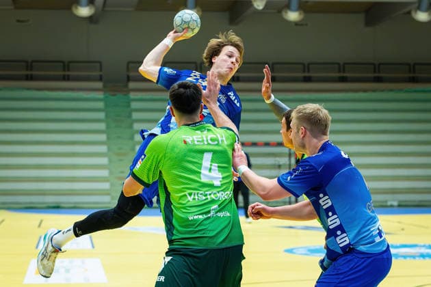 21.01.2026, xovx, Handball Testspiel Handball Bundesliga, HSG Wetzlar - TV Großwallstadt v.l. Filip Vistorop (HSG Wetzlar), Ben Connar Battermann (TV Großwallstadt)m Jona Schoch (HSG Wetzlar), Patrick Gempp (TV Großwallstadt) Wetzlar-Dutenhofen Sporthalle Dutenhofen Hessen Deutschland (DE)