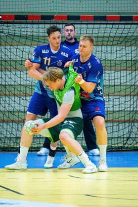 21.01.2026, xovx, Handball Testspiel Handball Bundesliga, HSG Wetzlar - TV Großwallstadt v.l. Ole Klimpke (TV Großwallstadt), Georg Löwen (HSG Wetzlar), Stefan Hanemann (TV Großwallstadt), Patrick Gempp (TV Großwallstadt) Wetzlar-Dutenhofen Sporthalle Dutenhofen Hessen Deutschland (DE)