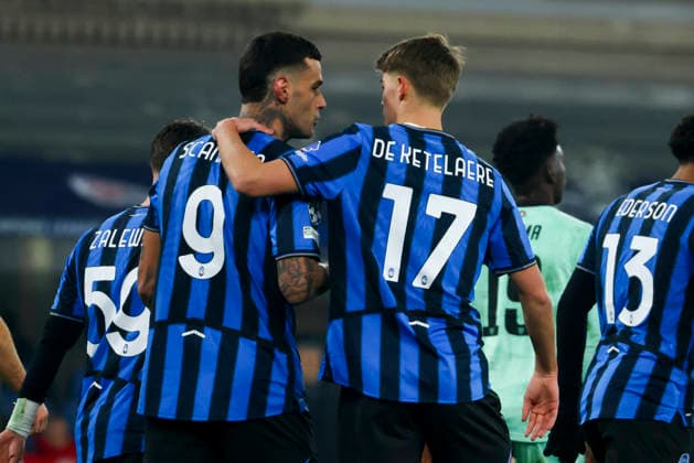 Atalanta BC v Athletic Club - UEFA Champions League 2025 26 League Phase MD7 Gianluca Scamacca and Charles De Ketelaere celebrate the goal during the UEFA Champions League 2025 26 match between Atalanta BC and Athletic Club in Bergamo, Italy, on January 21, 2026, at New Balance Arena Bergamo Bergamo Italy  Copyright: xMairoxCinquettix originalFilename:cinquetti-atalanta260121_np4t1.jpg
