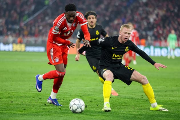 Alphonso Davies (FC Bayern Muenchen, 19) mit Louis Patris (Royale Union Saint-Gilloise, 27), GER, FC Bayern Muenchen vs. Royale Union Saint-Gilloise, Fussball, UEFA Champions League, Liga-Phase, 7. Spieltag, Saison 2025 2026, 21.01.2026, GER, FC Bayern Muenchen vs. Royale Union Saint-Gilloise, Fussball, UEFA Champions League, Liga-Phase, 7. Spieltag, Saison 2025 2026, 21.01.2026 Muenchen Copyright: xEibner-Pressefoto JennixMaulx EP_JML