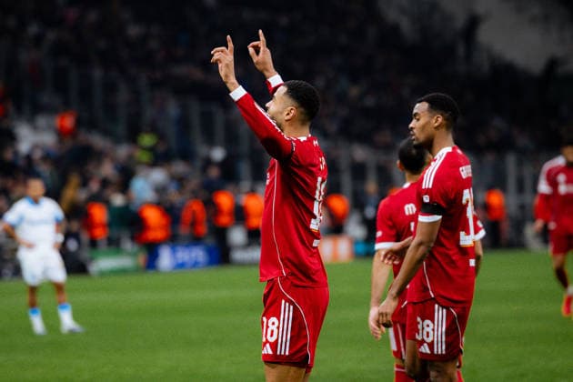 Cody Gakpo of Liverpool FC celebrates after scoring his team third goal during the UEFA Champions League game between Olympique de Marseille and Liverpool FC at Stade Velodrome in Marseille, France. Copyright: xPaulinexFiguetx xSPPx Sportspressphoto_SPR84253