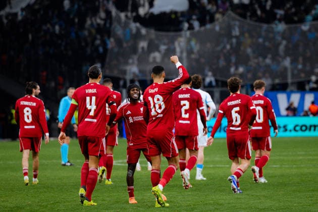 Cody Gakpo of Liverpool FC celebrates after scoring his team third goal during the UEFA Champions League game between Olympique de Marseille and Liverpool FC at Stade Velodrome in Marseille, France. Copyright: xPaulinexFiguetx xSPPx Sportspressphoto_SPR84256