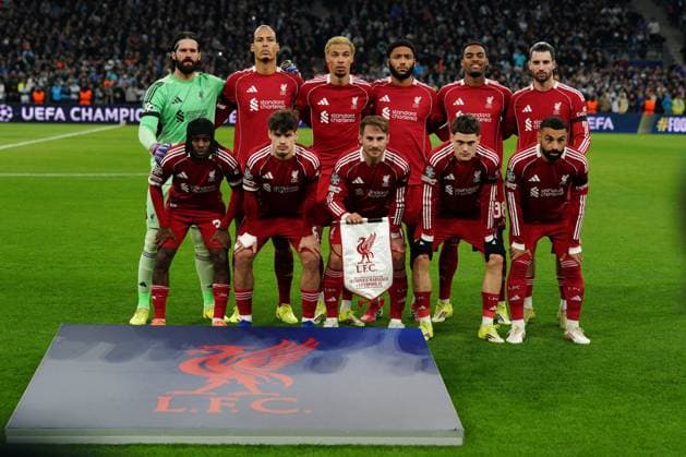 Liverpool team group, Mannschaftsbild, Totale Marseille v Liverpool, UEFA Champions League, Group Stage, Football, Orange Velodrome, Marseille, France - 21 Jan 2026Marseille Orange Vélodrome France EDITORIAL USE ONLY No use with unauthorised audio, video, data, fixture lists, club league logos or live services. Online in-match use limited to 120 images, no video emulation. No use in betting, games or single club league player publications. Copyright: xDavexWinter Shutterstockx 16348361fd