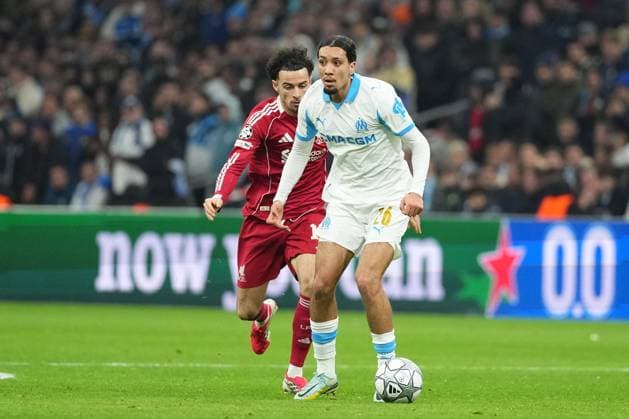 Bilal Nadir of Marseille Marseille v Liverpool, UEFA Champions League, Group Stage, Football, Orange Velodrome, Marseille, France - 21 Jan 2026Marseille Orange Vélodrome France EDITORIAL USE ONLY No use with unauthorised audio, video, data, fixture lists, club league logos or live services. Online in-match use limited to 120 images, no video emulation. No use in betting, games or single club league player publications. Copyright: xDavexWinter Shutterstockx 16348361ns
