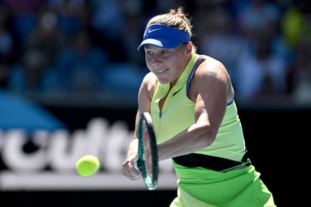 TENNIS AUSTRALIAN OPEN, Amanda Anisimova of the USA in action during the Women™s 2nd round match against Katerina Siniakova of Czechia on day 5 of the 2026 Australian Open tennis tournament at Melbourne Park in Melbourne, Wednesday, January 22, 2026. ( NO ARCHIVING MELBOURNE VICTORIA AUSTRALIA  Copyright: xLUKASxCOCHx 20260122140449006954