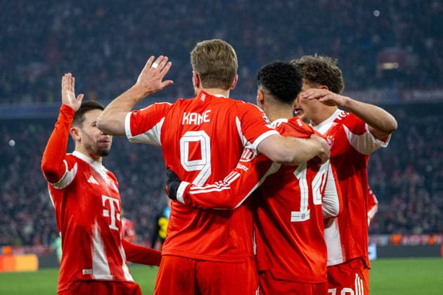 Bayern - Jubel um Torschuetze 9 Harry KANE nach Tor zum 2:0. Fussball: Bayern - Gilloise. Fußball Championsleague, FC Bayern München - Royale Union Saint-Gilloise, Spieltag 7, Saison 2025-2026, am 21.01.2026 in Muenchen, A L L I A N Z A R E N A, Deutschland. Quelle Copyright Credit : Oryk HAIST