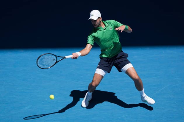 January 22, 2026: 4th seed NOVAK DJOKOVIC of Serbia in action against FRANCESCO MAESTRELLI of Italy on Rod Laver Arena in a Men s Singles 2nd round match on day 5 of the 2026 Australian Open in Melbourne, Australia. DJOKOVIC won 63 62 62. Cal Media Melbourne Australia - ZUMAc04_ 20260122_faf_c04_024 Copyright: xSydneyxLowx