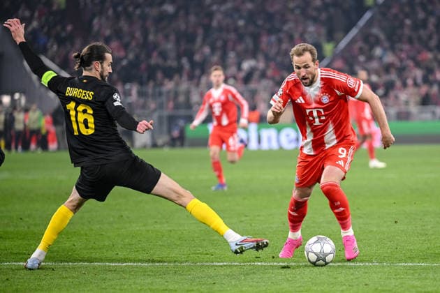 Christian Burgess (R. Union Saint-Gilloise) und Harry Kane (FC Bayern München) battle for the ball during the UEFA Champions League 2025 26 League Phase MD7 match between FC Bayern München and R. Union Saint-Gilloise at Football Arena Munich on January 21, 2026 in Munich, Germany. (Photo by Harry Langer DeFodi Images) -
